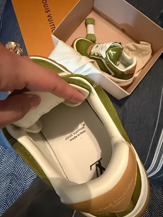 Louis Vuitton Olive Green and Cream Low-Top Sneakers - Picture 6 of 6